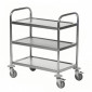 Chariot en inox 18/8 avec trois tablettes